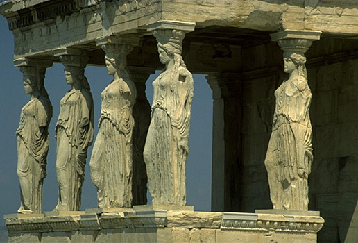 Caryatid Porch of the Erechtheion. Southeast corner. View from the southeast. ATHENS PHOTO GALLERY - ERECTHEION by Kevin T. Glowacki and Nancy L. Klein