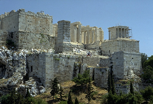 The western end of the Acropolis as seen from the Areopagus. - View from the northwest. 
 by Kevin T. Glowacki and Nancy L. Klein