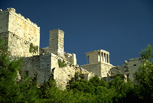 The western approach to the Acropolis, showing the Propylaia and Temple of Athena Nike. - View from the northwest (from Theorias Street). by Kevin T. Glowacki and Nancy L. Klein