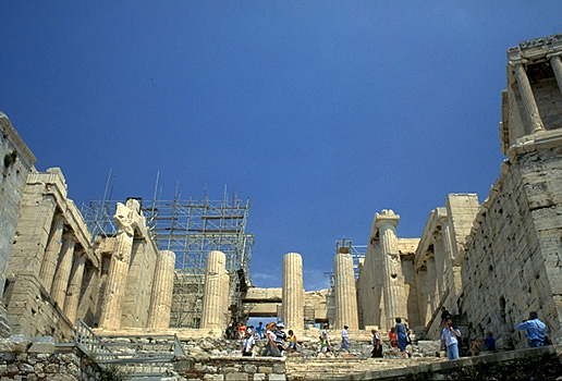 The Propylaia (central section). - Photo taken in 1997. by Kevin T. Glowacki and Nancy L. Klein