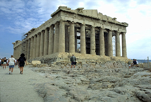 The Parthenon, western facade and northern flank. - View from the northwest (from near the Propylaia). by Kevin T. Glowacki and Nancy L. Klein