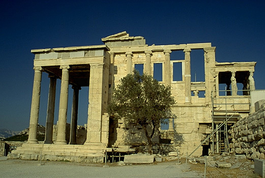 View of the entire west side of the Erechtheion. - Photo taken in 1997.